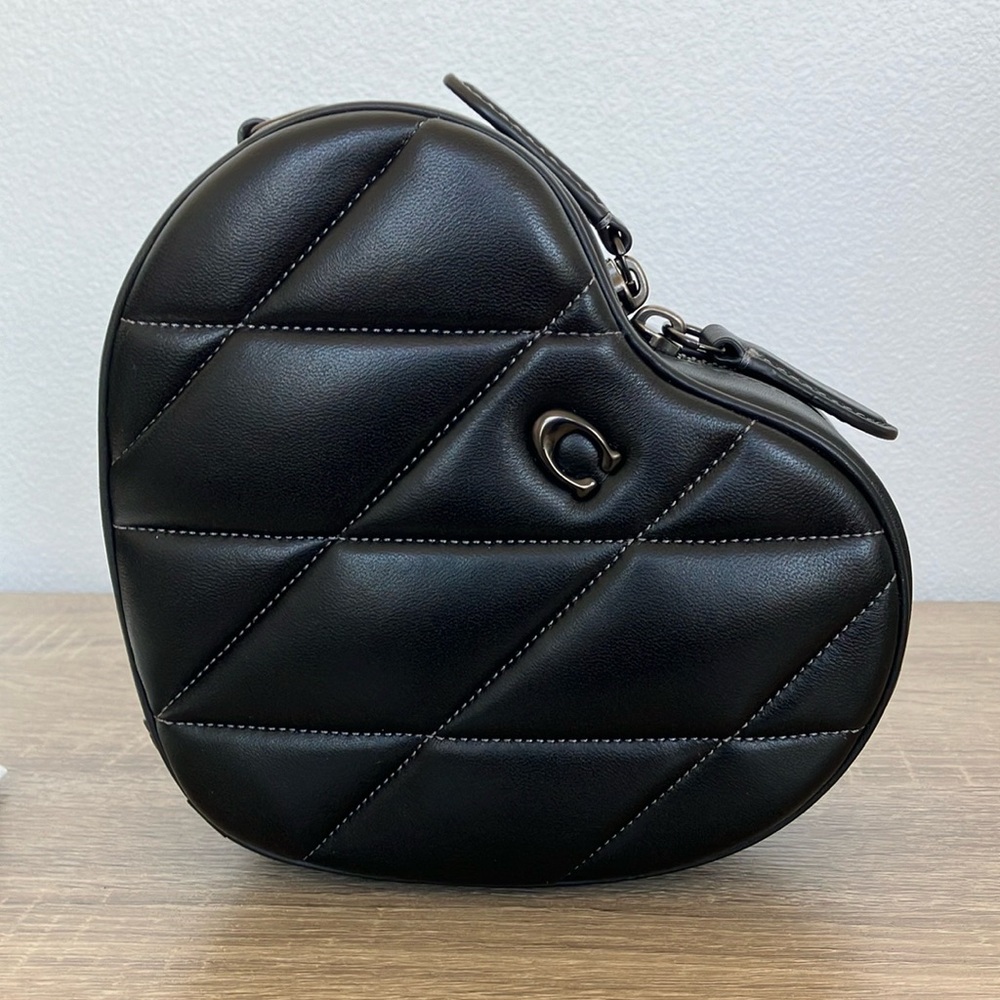 Coach Large Quilted Heart Bag Black
